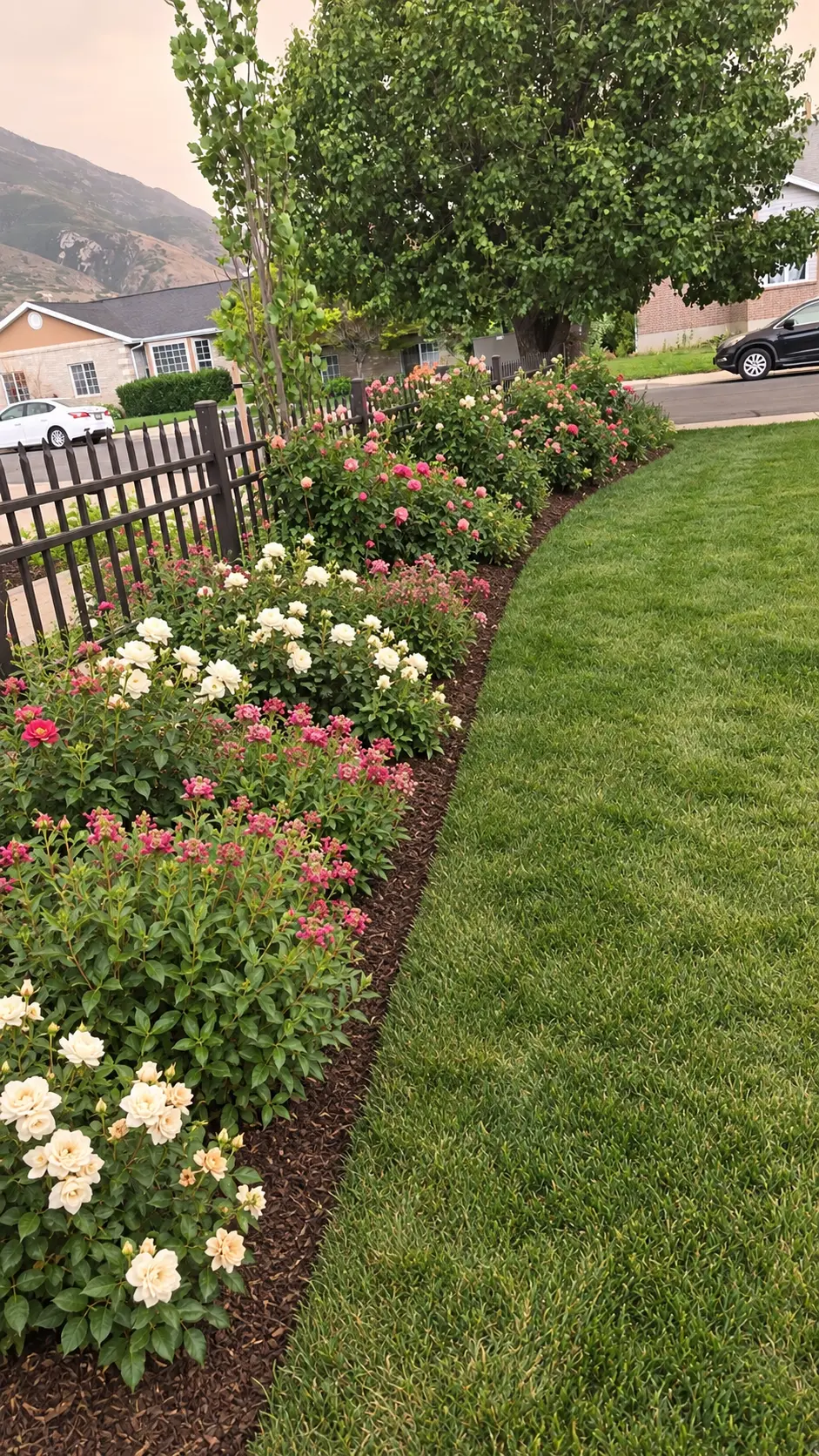 Flower bed after trimming and landscape cleanup